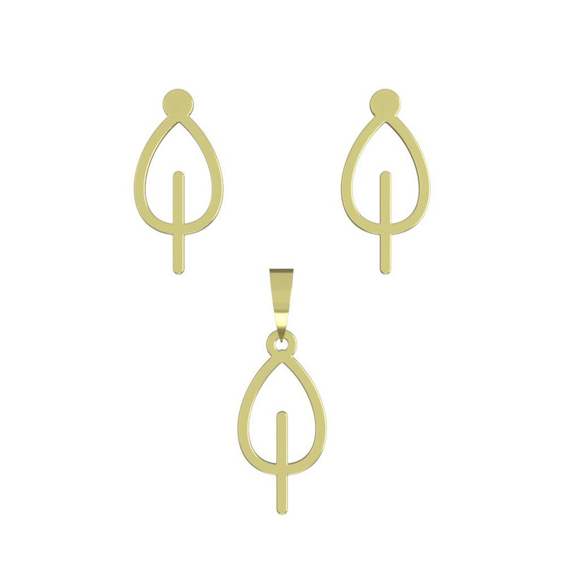 نیم ست طلا 18 عیار زنانه مدوپد مدل برگ کد NA16013