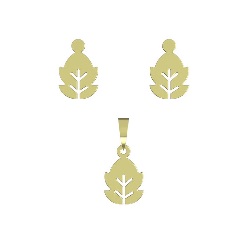 نیم ست طلا 18 عیار زنانه مدوپد مدل برگ کد NA16018