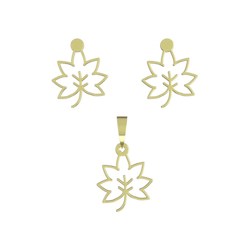 نیم ست طلا 18 عیار زنانه مدوپد مدل برگ کد NA16025