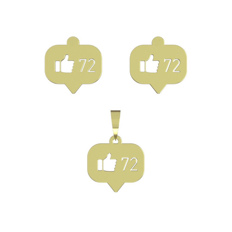 نیم ست طلا 18 عیار زنانه مدوپد مدل علامت لایک کد NA16039