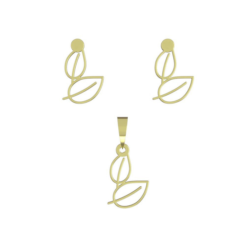 نیم ست طلا 18 عیار زنانه مدوپد مدل برگ کد NA16028