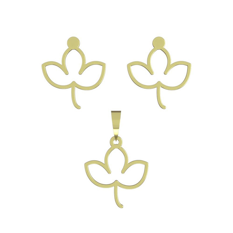 نیم ست طلا 18 عیار زنانه مدوپد مدل برگ کد NA16032