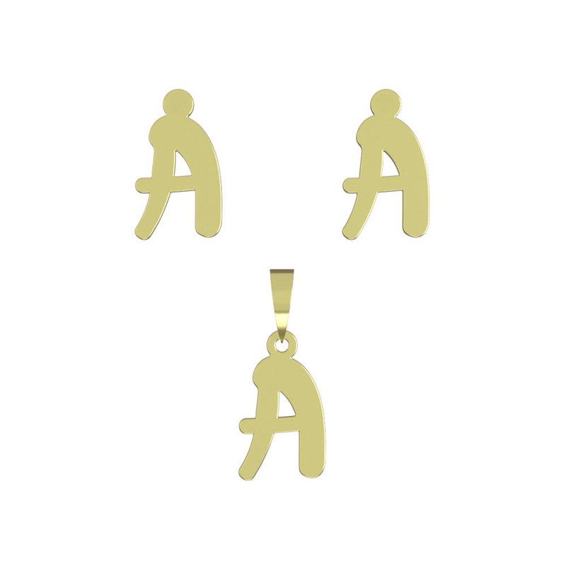 نیم ست طلا 18 عیار زنانه مدوپد مدل حرف A کد NA16608