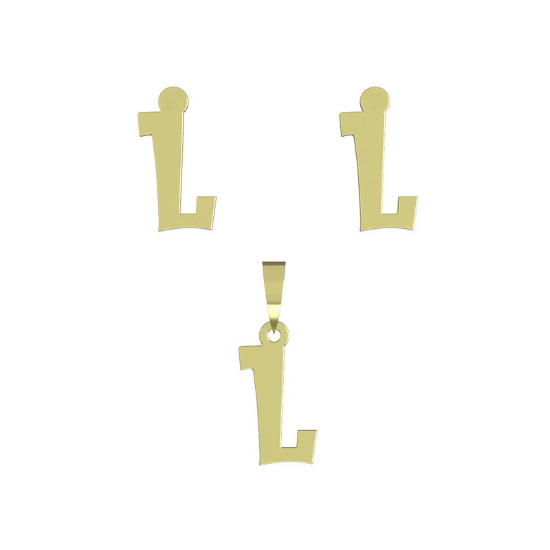 نیم ست طلا 18 عیار زنانه مدوپد مدل حرف L کد NA16625