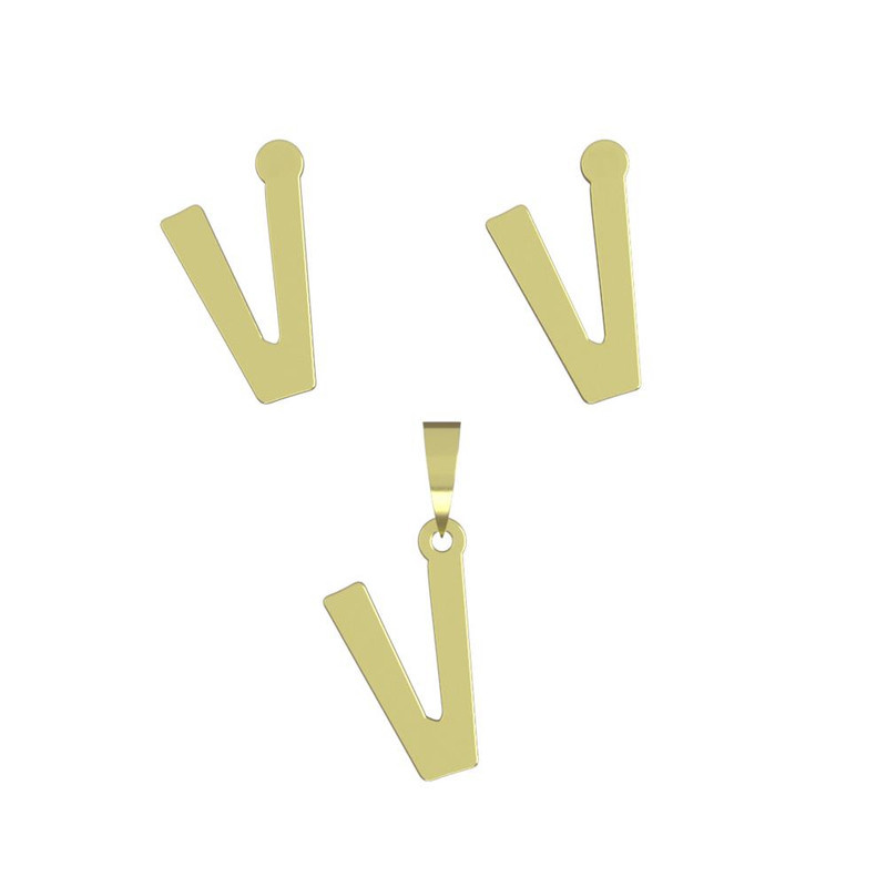 نیم ست طلا 18 عیار زنانه مدوپد مدل حرف V کد NA16639