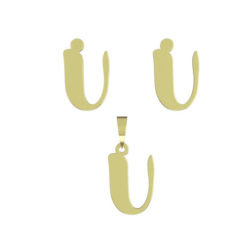 نیم ست طلا 18 عیار زنانه مدوپد مدل حرف U کد NA16652