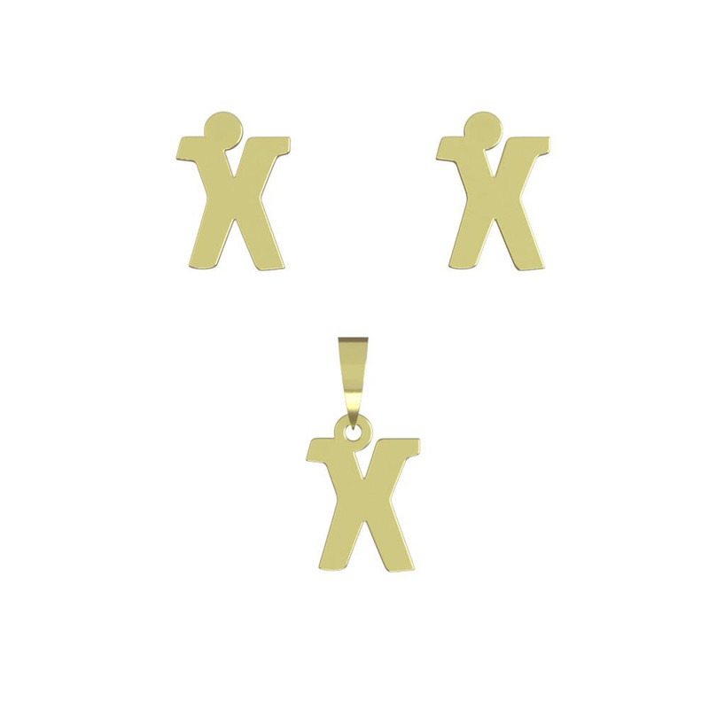 نیم ست طلا 18 عیار زنانه مدوپد مدل حرف X کد NA16663