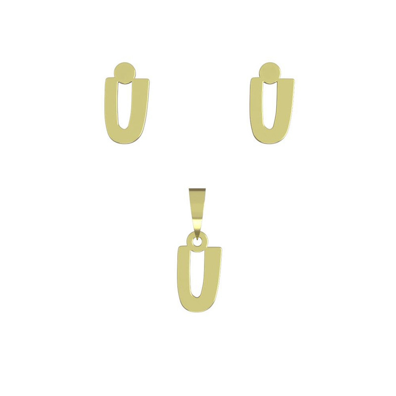 نیم ست طلا 18 عیار زنانه مدوپد مدل حرف U کد NA16619