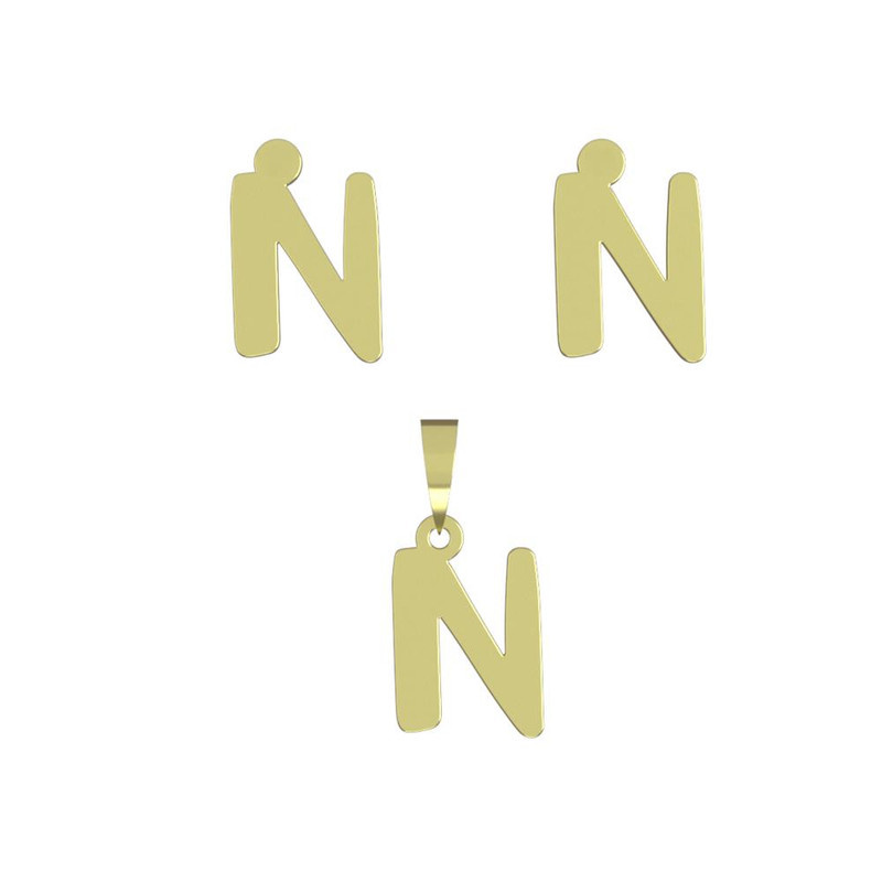 نیم ست طلا 18 عیار زنانه مدوپد مدل حرف N کد NA16720