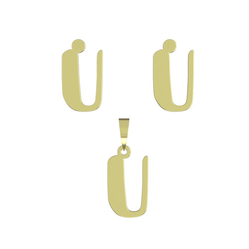 نیم ست طلا 18 عیار زنانه مدوپد مدل حرف U کد NA16727