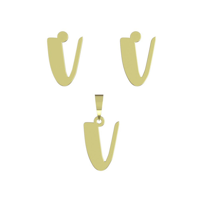 نیم ست طلا 18 عیار زنانه مدوپد مدل حرف V کد NA16728