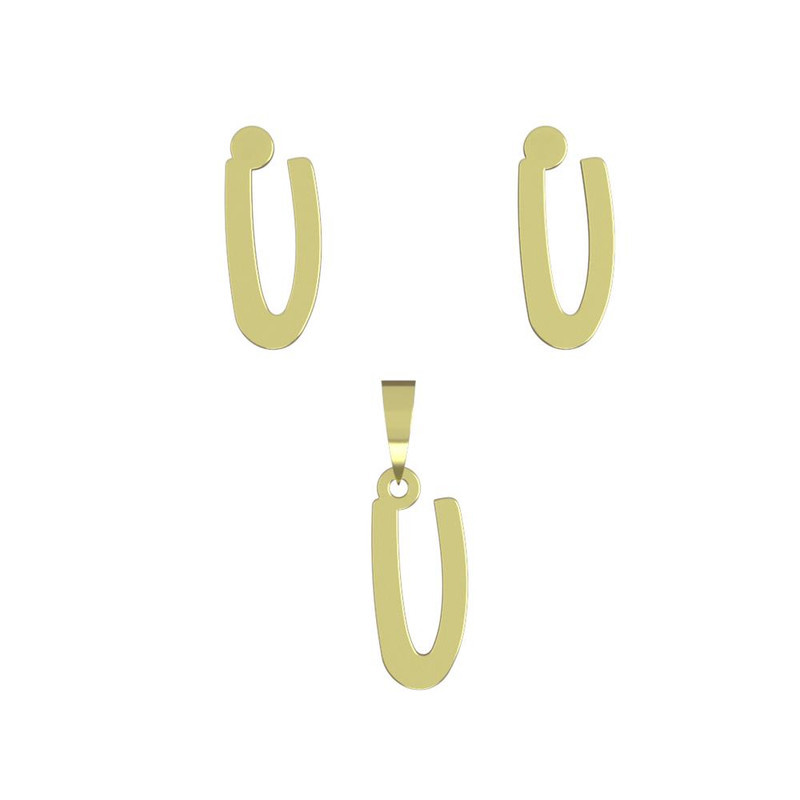 نیم ست طلا 18 عیار زنانه مدوپد مدل حرف U کد NA16753