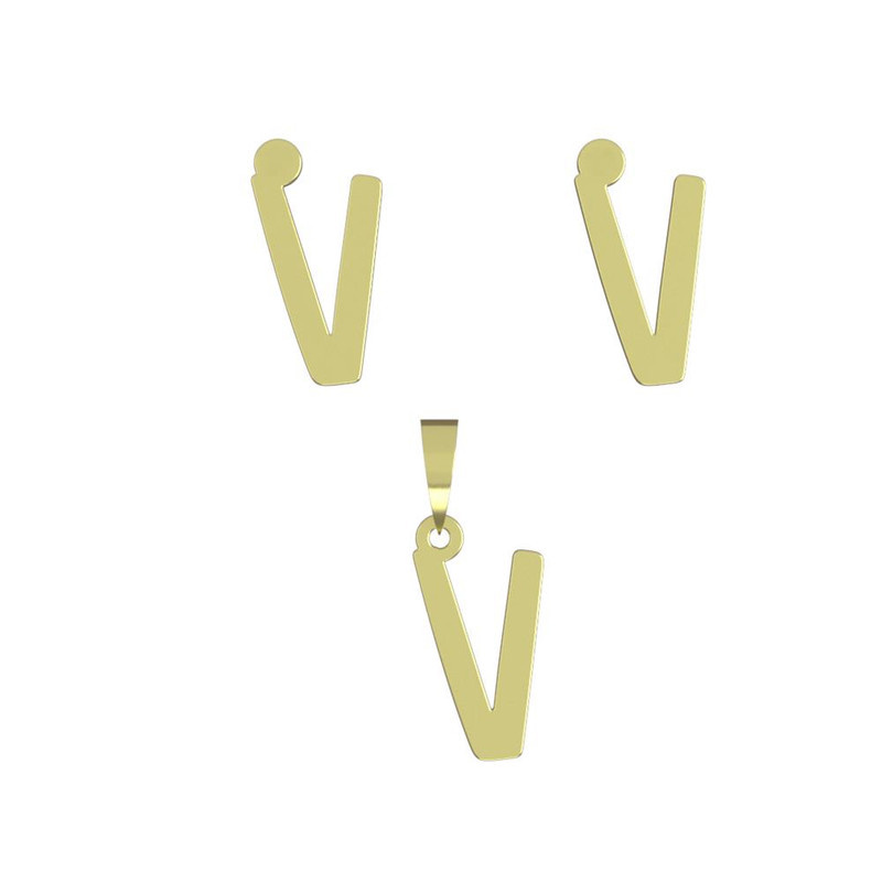 نیم ست طلا 18 عیار زنانه مدوپد مدل حرف V کد NA16754