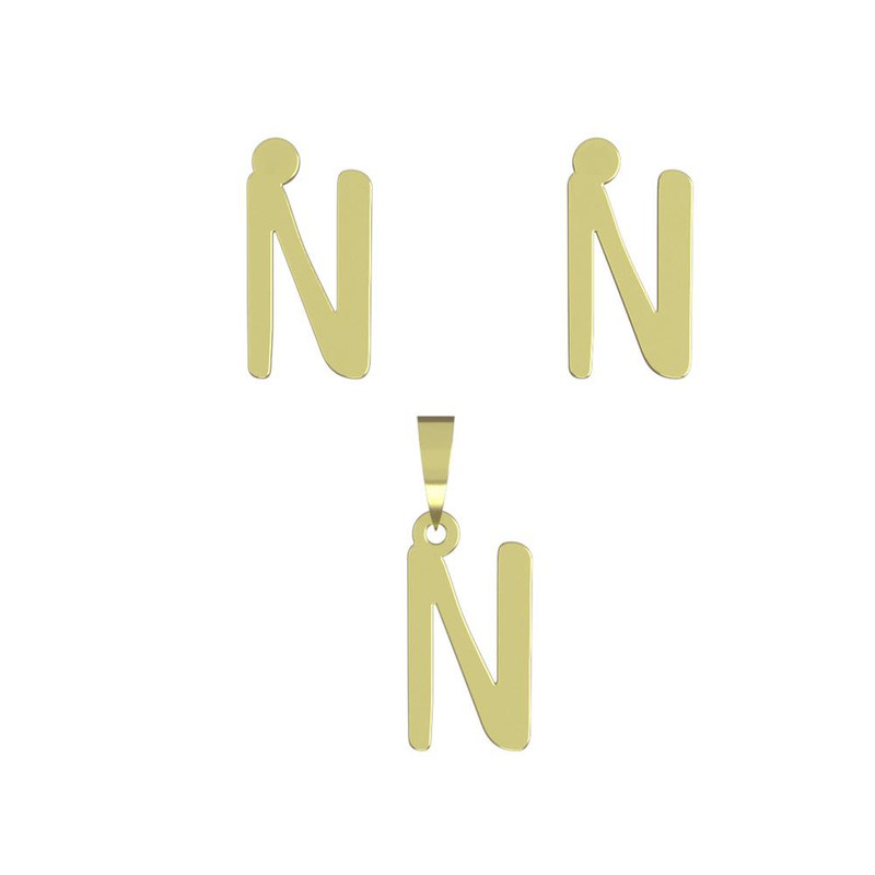 نیم ست طلا 18 عیار زنانه مدوپد مدل حرف N کد NA16774