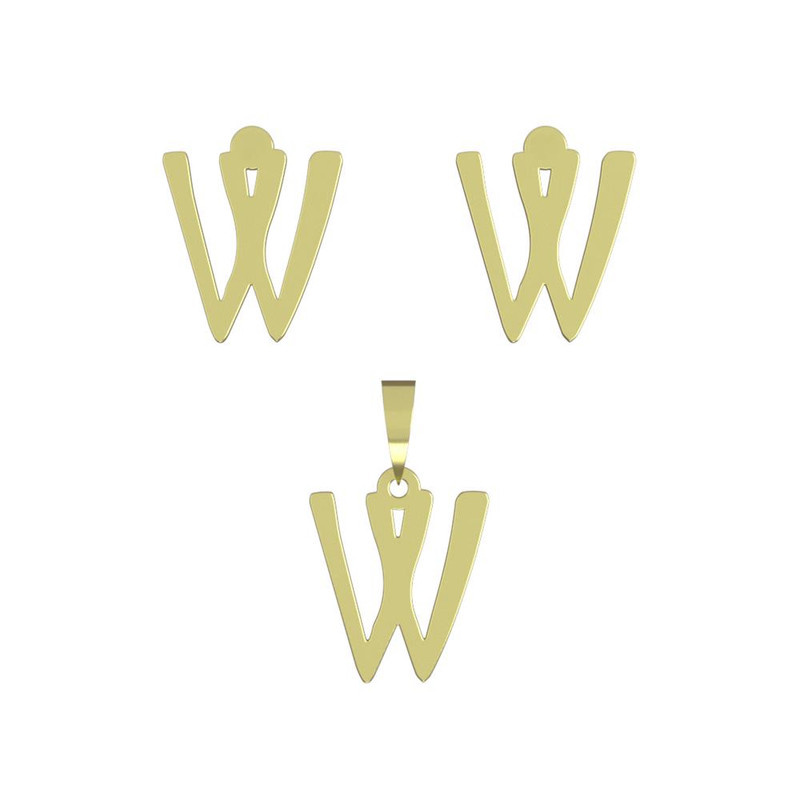 نیم ست طلا 18 عیار زنانه مدوپد مدل حرف W کد NA16800