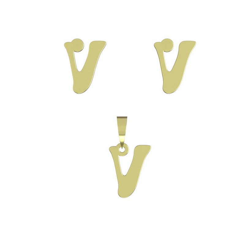 نیم ست طلا 18 عیار زنانه مدوپد مدل حرف V کد NA17109