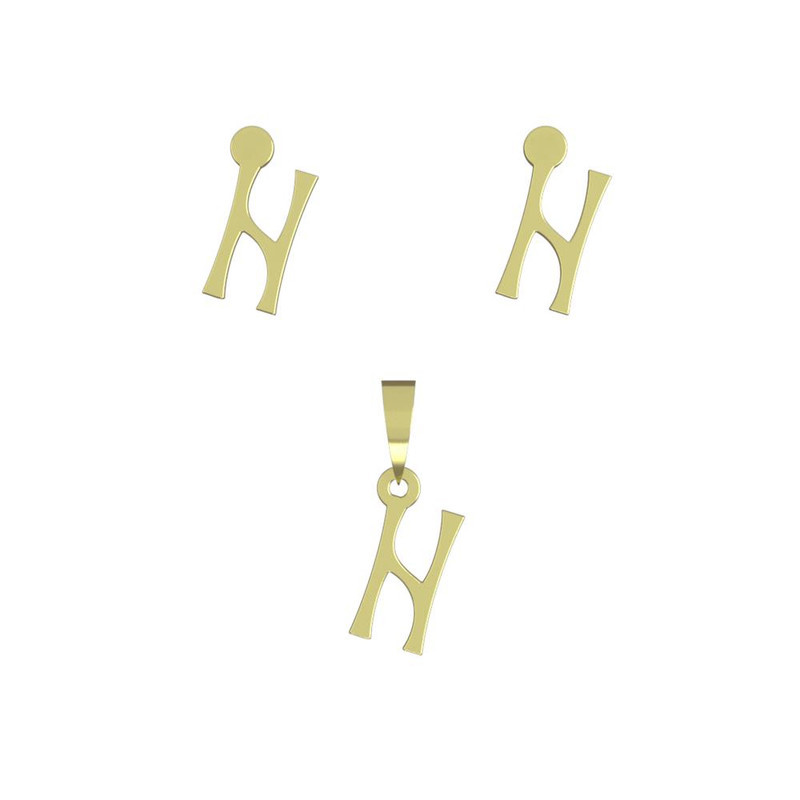 نیم ست طلا 18 عیار زنانه مدوپد مدل حرف H کد NA17128