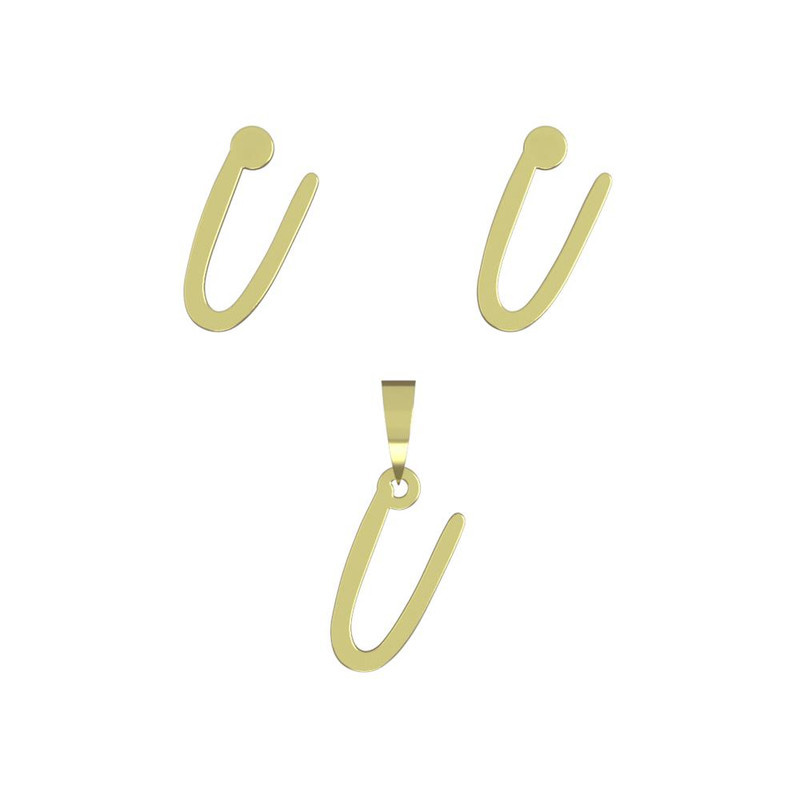 نیم ست طلا 18 عیار زنانه مدوپد مدل حرف U کد NA17193