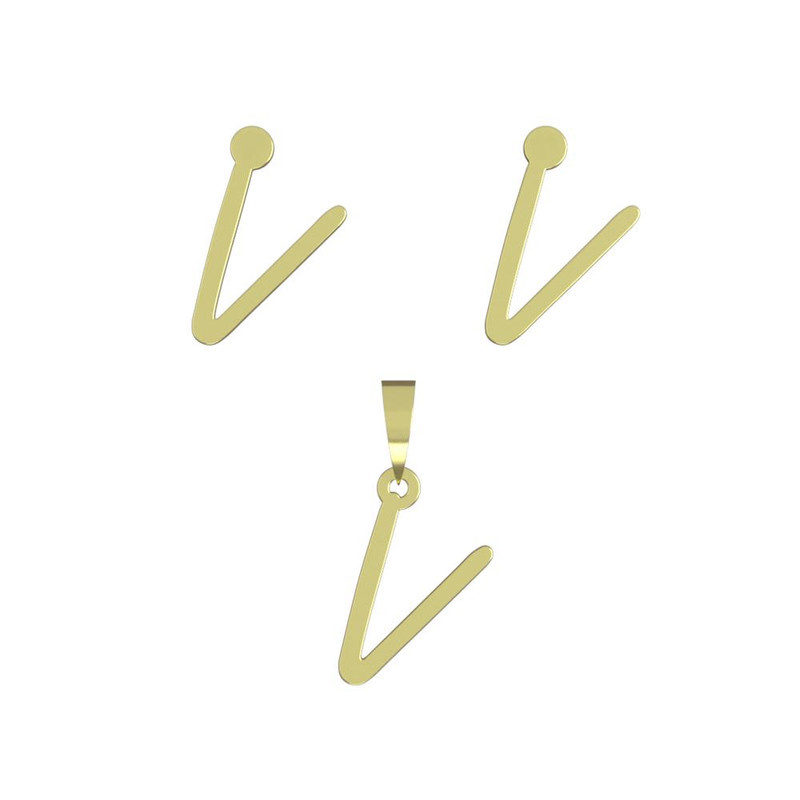 نیم ست طلا 18 عیار زنانه مدوپد مدل حرف V کد NA17194