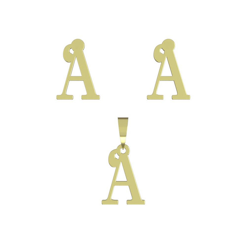 نیم ست طلا 18 عیار زنانه مدوپد مدل حرف A کد NA17199