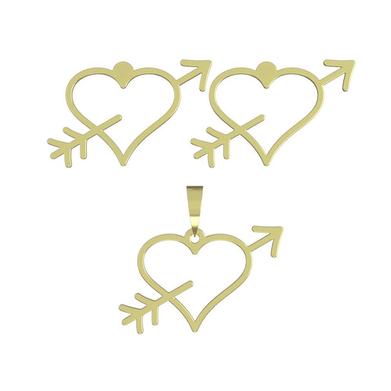 نیم ست طلا 18 عیار زنانه مدوپد مدل قلب کد NA17803