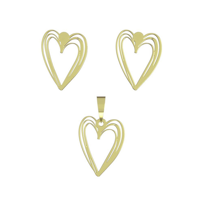 نیم ست طلا 18 عیار زنانه مدوپد مدل قلب کد NA17814