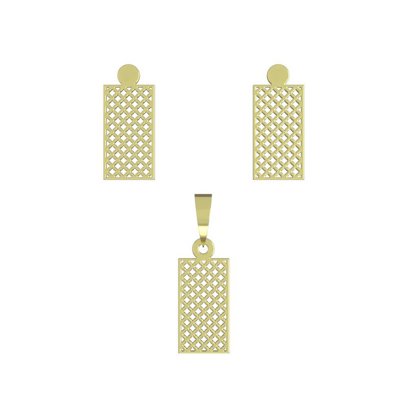 نیم ست طلا 18 عیار زنانه مدوپد مدل مستطیل کد NA10556