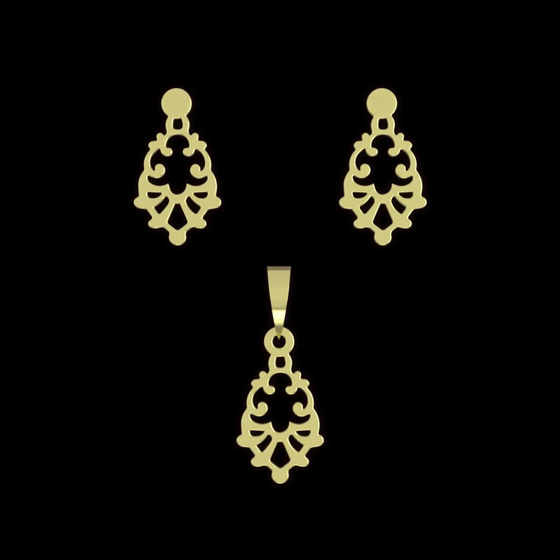 نیم ست طلا 18 عیار زنانه مدوپد مدل هندسی کد NA10571