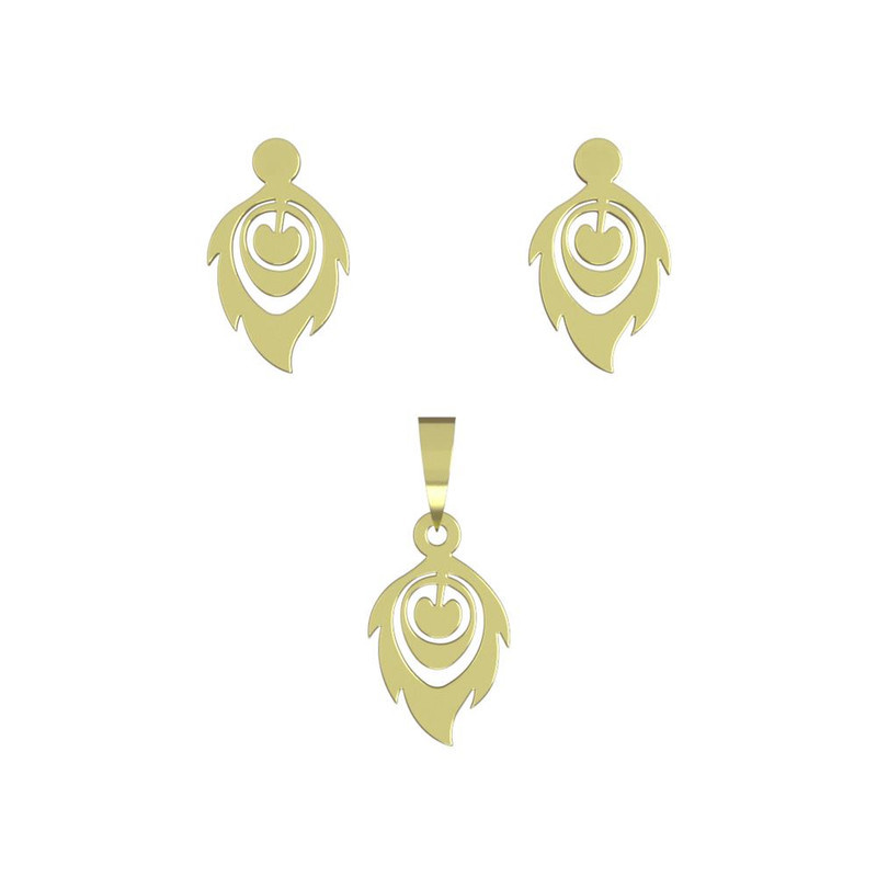 نیم ست طلا 18 عیار زنانه مدوپد مدل برگ کد NA10633