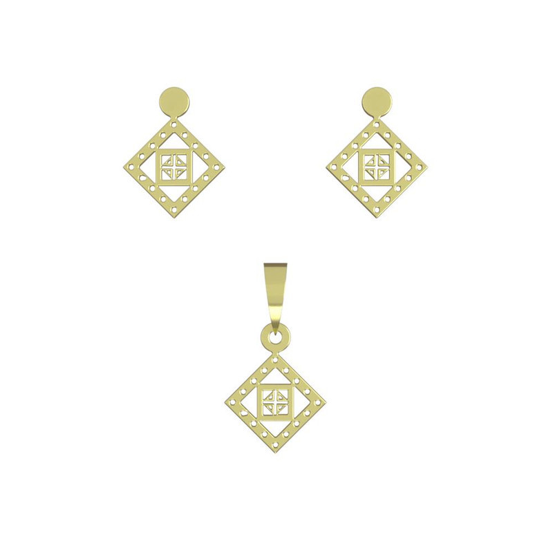 نیم ست طلا 18 عیار زنانه مدوپد مدل لوزی کد NA10648 نیم ست طلا 18 عیار زنانه مدوپد مدل لوزی کد NA10648