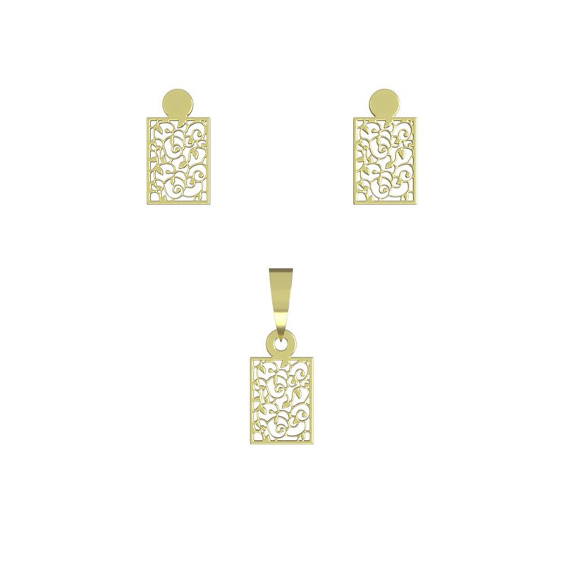 نیم ست طلا 18 عیار زنانه مدوپد مدل مستطیل کد NA10655