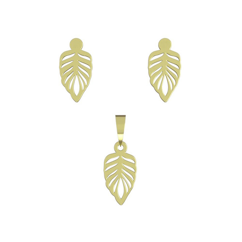 نیم ست طلا 18 عیار زنانه مدوپد مدل برگ کد NA10711