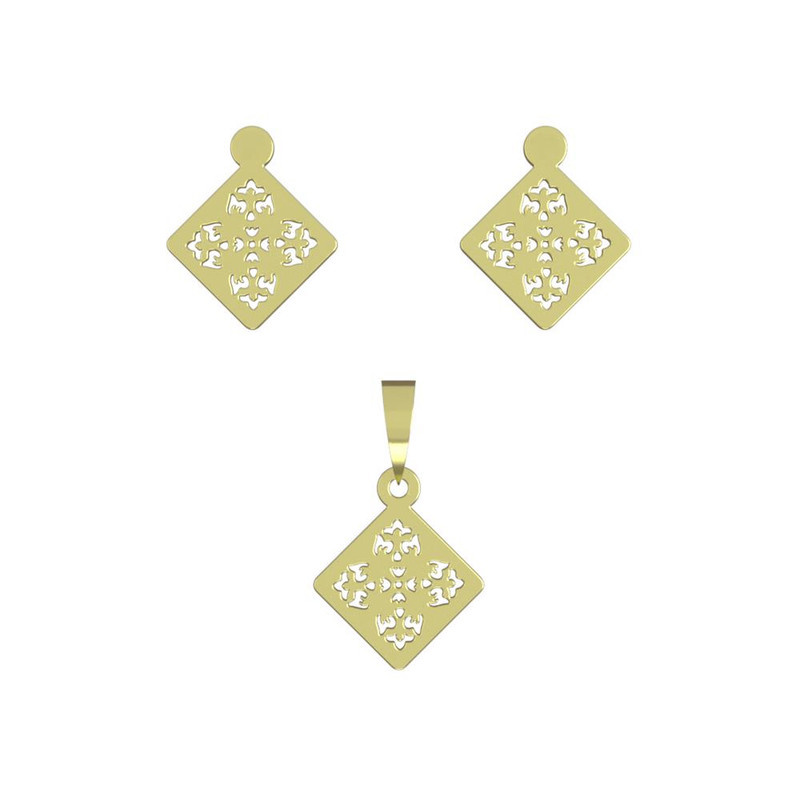 نیم ست طلا 18 عیار زنانه مدوپد مدل لوزی کد NA10738