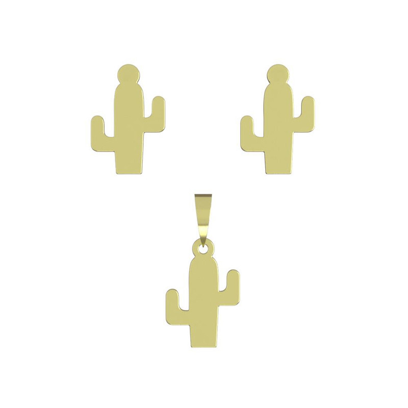 نیم ست طلا 18 عیار زنانه مدوپد مدل کاکتوس کد NA10795