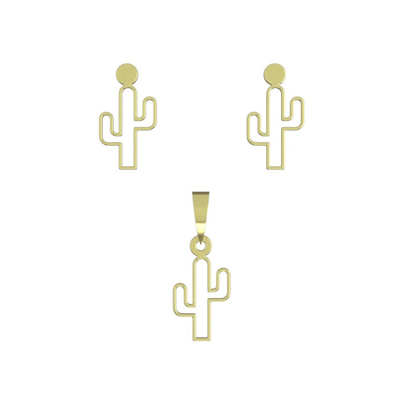 نیم ست طلا 18 عیار زنانه مدوپد مدل کاکتوس کد NA10798