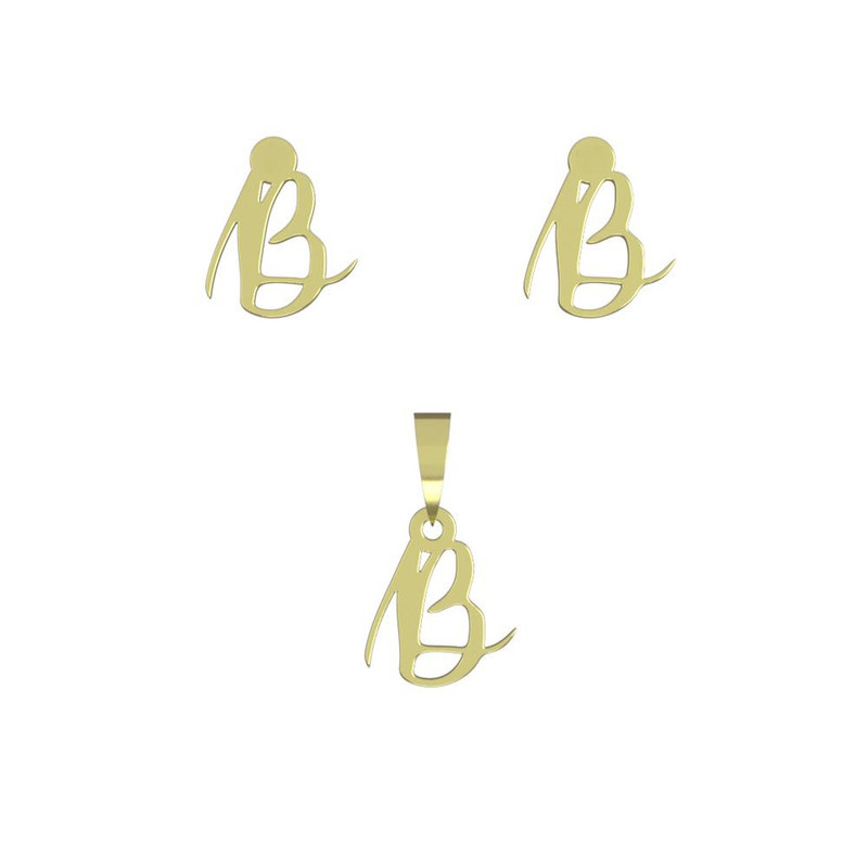 نیم ست طلا 18 عیار زنانه مدوپد مدل حرف B کد NA10884