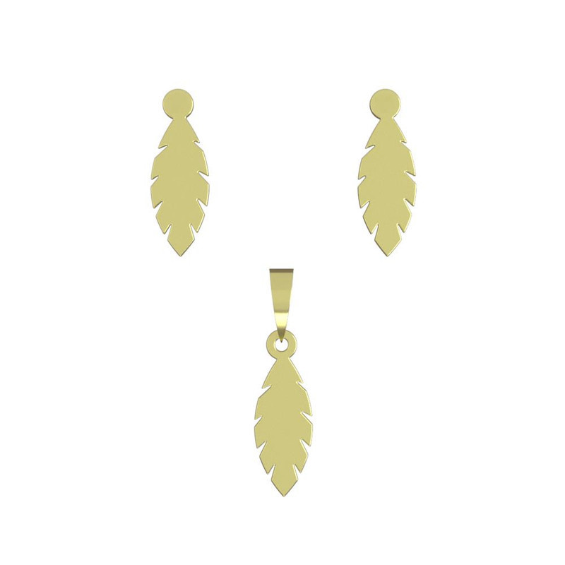 نیم ست طلا 18 عیار زنانه مدوپد مدل برگ کد NA10915