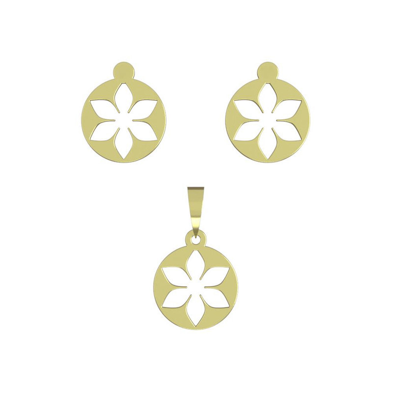 نیم ست طلا 18 عیار زنانه مدوپد مدل گل کد NA10950