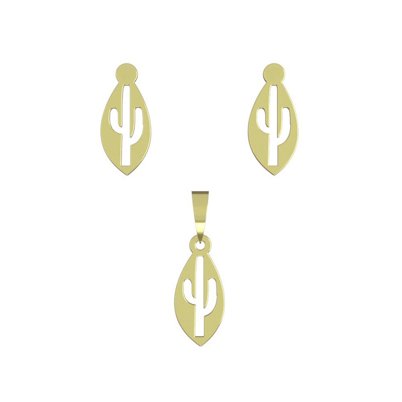 نیم ست طلا 18 عیار زنانه مدوپد مدل کاکتوس کد NA10961