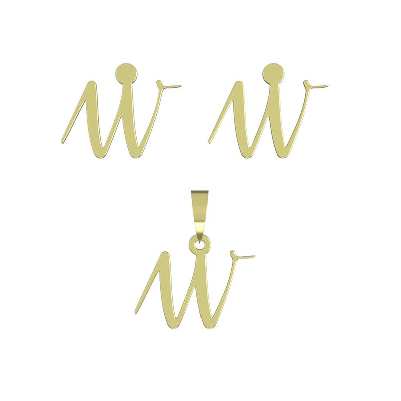 نیم ست طلا 18 عیار زنانه مدوپد مدل حرف w کد NA10969