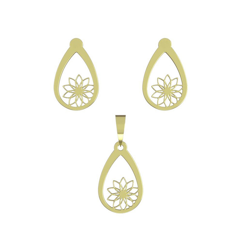 نیم ست طلا 18 عیار زنانه مدوپد مدل گل کد NA10985