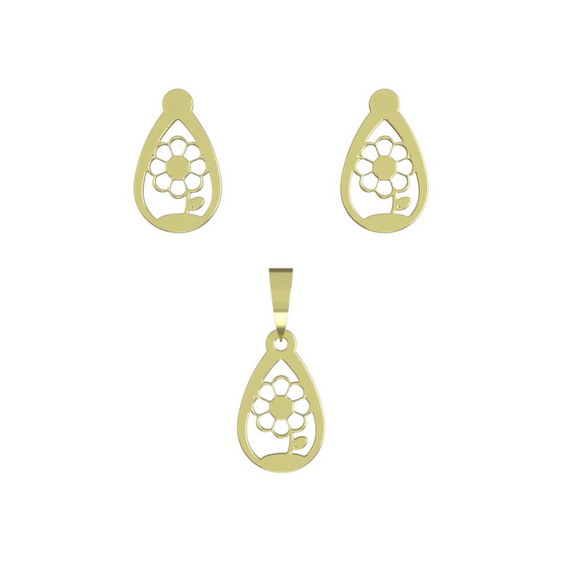 نیم ست طلا 18 عیار زنانه مدوپد مدل گل کد NA10986