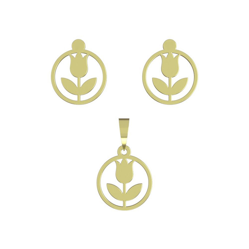 نیم ست طلا 18 عیار زنانه مدوپد مدل گل کد NA10990