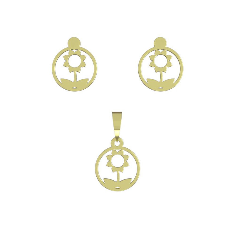 نیم ست طلا 18 عیار زنانه مدوپد مدل گل کد NA10993