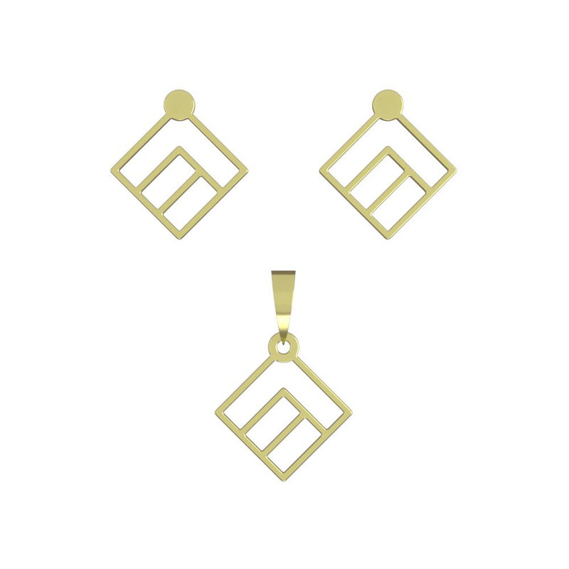 نیم ست طلا 18 عیار زنانه مدوپد مدل لوزی کد NA10998