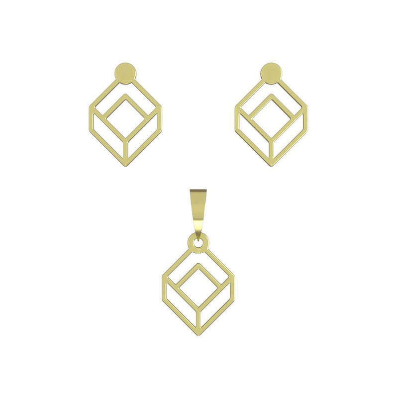 نیم ست طلا 18 عیار زنانه مدوپد مدل مکعب کد NA11016