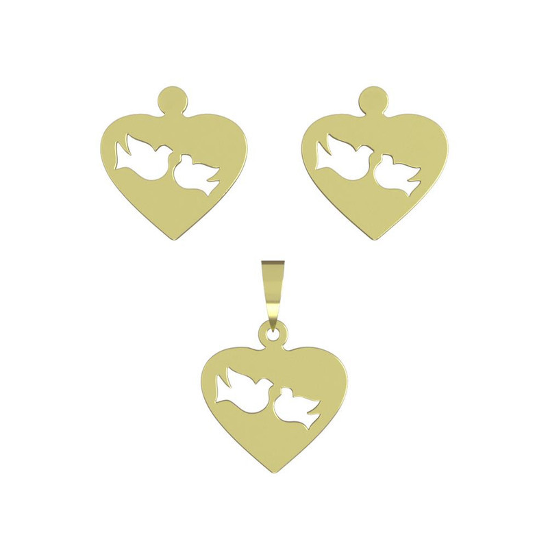 نیم ست طلا 18 عیار زنانه مدوپد مدل قلب و پرنده کد NA11018