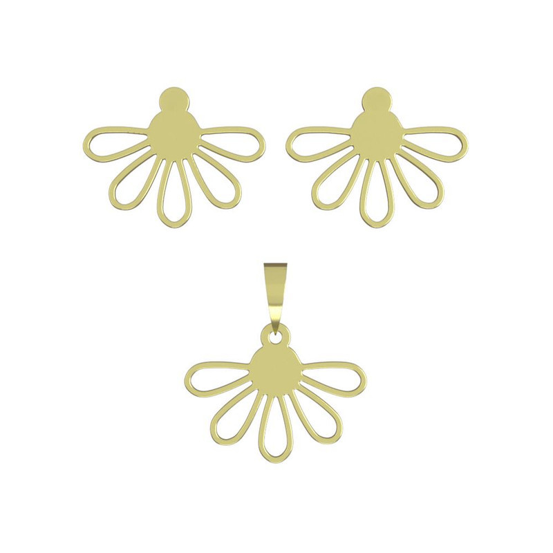 نیم ست طلا 18 عیار زنانه مدوپد مدل گل کد NA11022