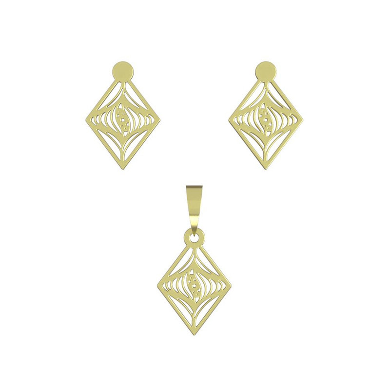 نیم ست طلا 18 عیار زنانه مدوپد مدل لوزی کد NA11045