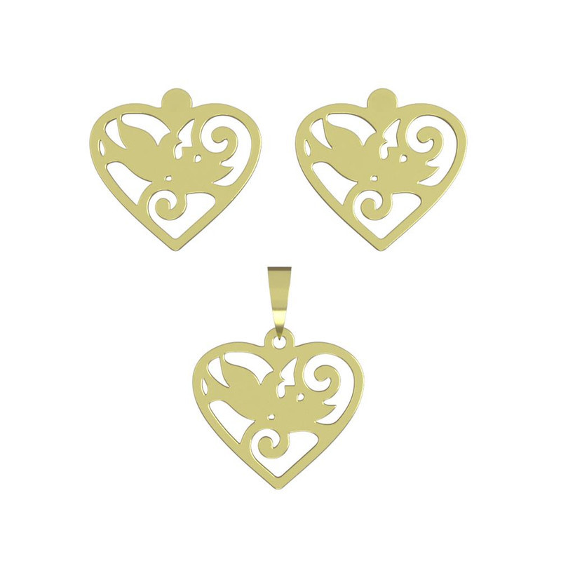 نیم ست طلا 18 عیار زنانه مدوپد مدل قلب کد NA11046